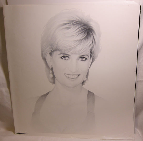 Princess Diana of Wales Charcoal Offset Lithograph Print