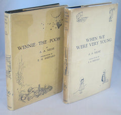 Set of Winnie the Pooh First Editions 4 Volumes -- When We were very young -- Winnie the Pooh -- Now We are Six -- The House at Pooh Corner 